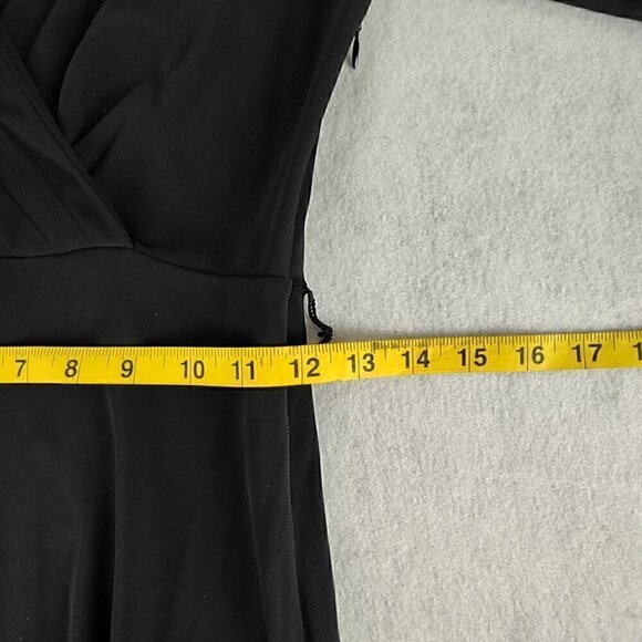Ann Taylor Loft Women's Black Faux Wrap Surplice Neckline Midi Dress Size 0P - Picture 11 of 13